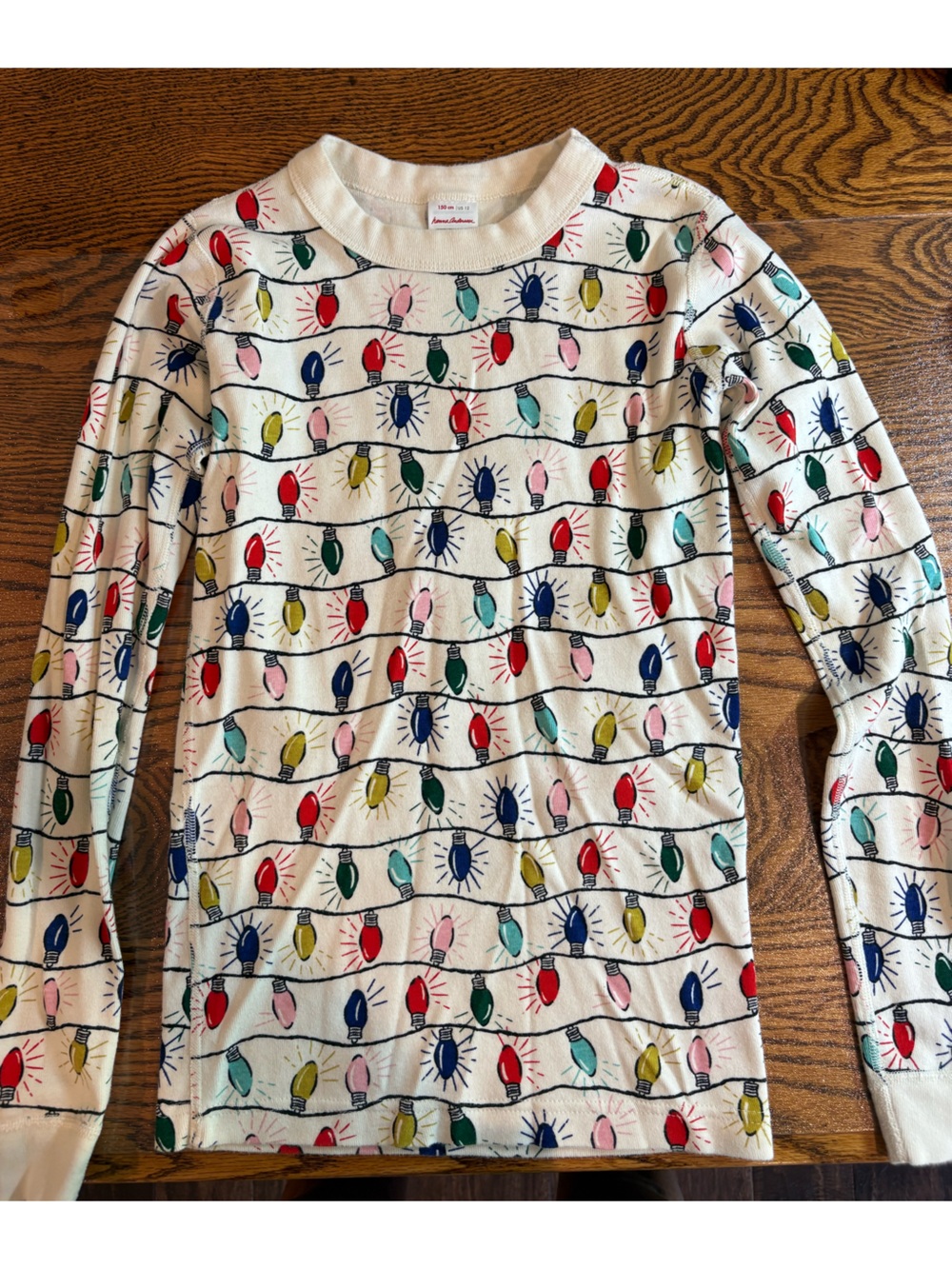 Hanna Andersson Cream Long Sleeve Pajama Top with Multicolor Lightbulbs